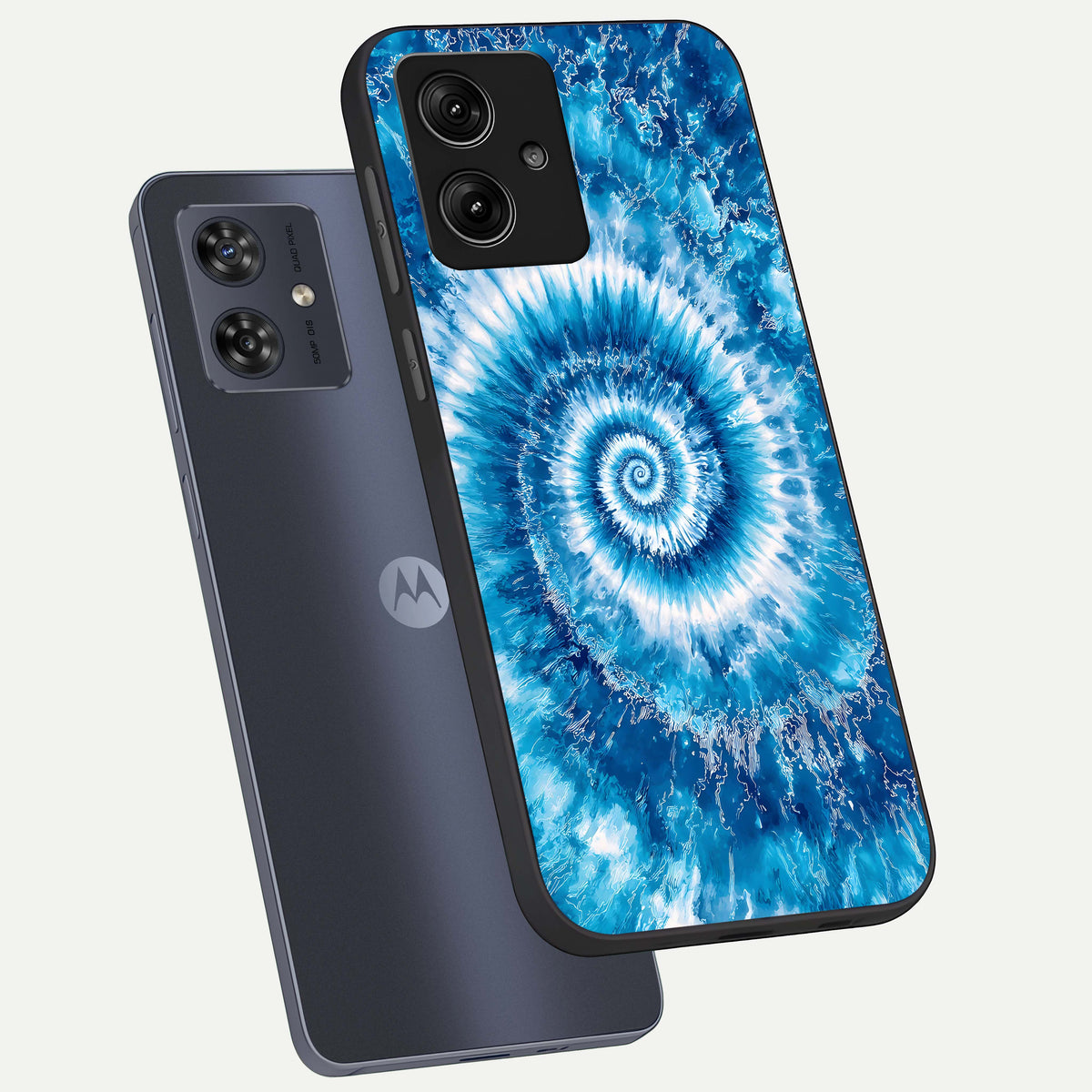  Blue Galaxy Wave phone case For Moto G54 showing premium glass back cover with detailed artwork