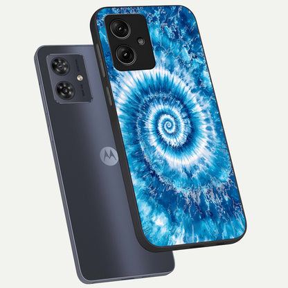  Blue Galaxy Wave phone case For Moto G54 showing premium glass back cover with detailed artwork