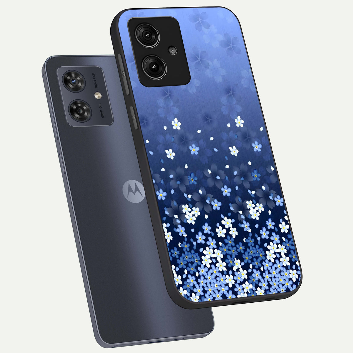  Blue Starry phone case For Moto G54 showing premium glass back cover with detailed artwork