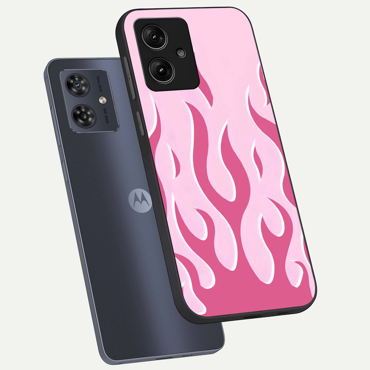  Blush Flame Energy phone case For Moto G54 showing premium glass back cover with detailed artwork