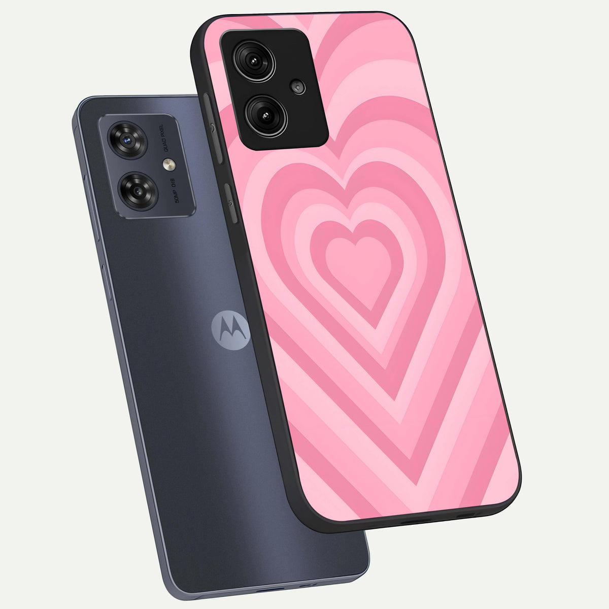  Blush Heart Waves phone case For Moto G54 showing premium glass back cover with detailed artwork