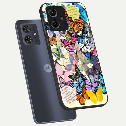  Butterflies Petal Dream phone case For Moto G54 showing premium glass back cover with detailed artwork