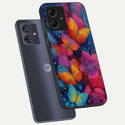  Butterfly Dream Mist phone case For Moto G54 showing premium glass back cover with detailed artwork