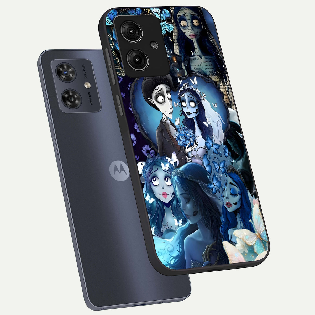  Butterfly Ghost Soul phone case For Moto G54 showing premium glass back cover with detailed artwork