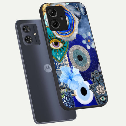  Celestial Blue Vision phone case For Moto G54 showing premium glass back cover with detailed artwork