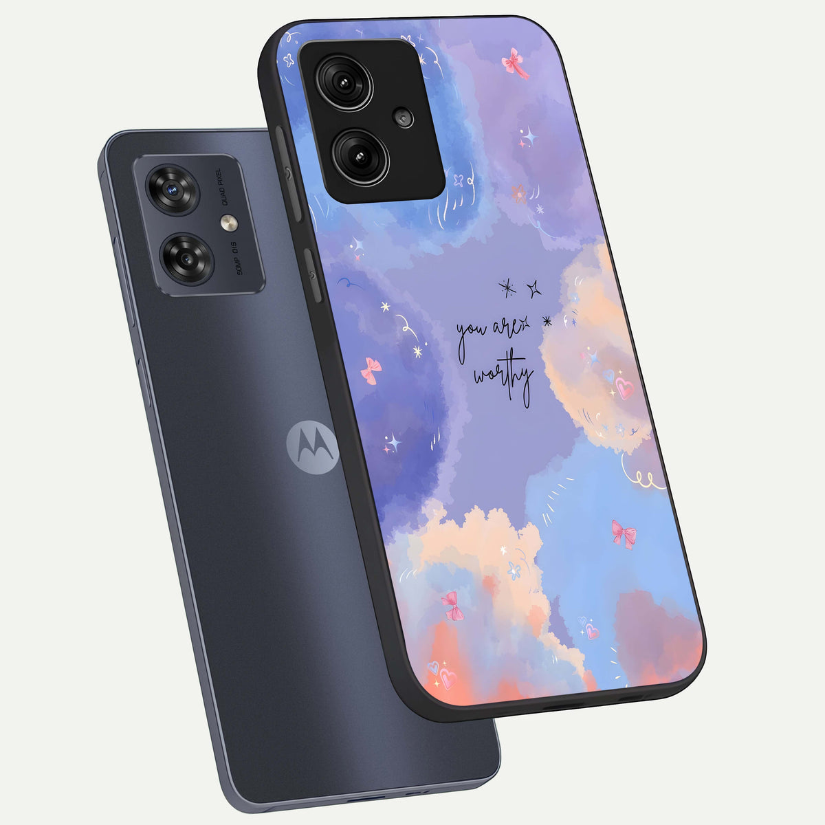  Celestial Cloud Magic phone case For Moto G54 showing premium glass back cover with detailed artwork