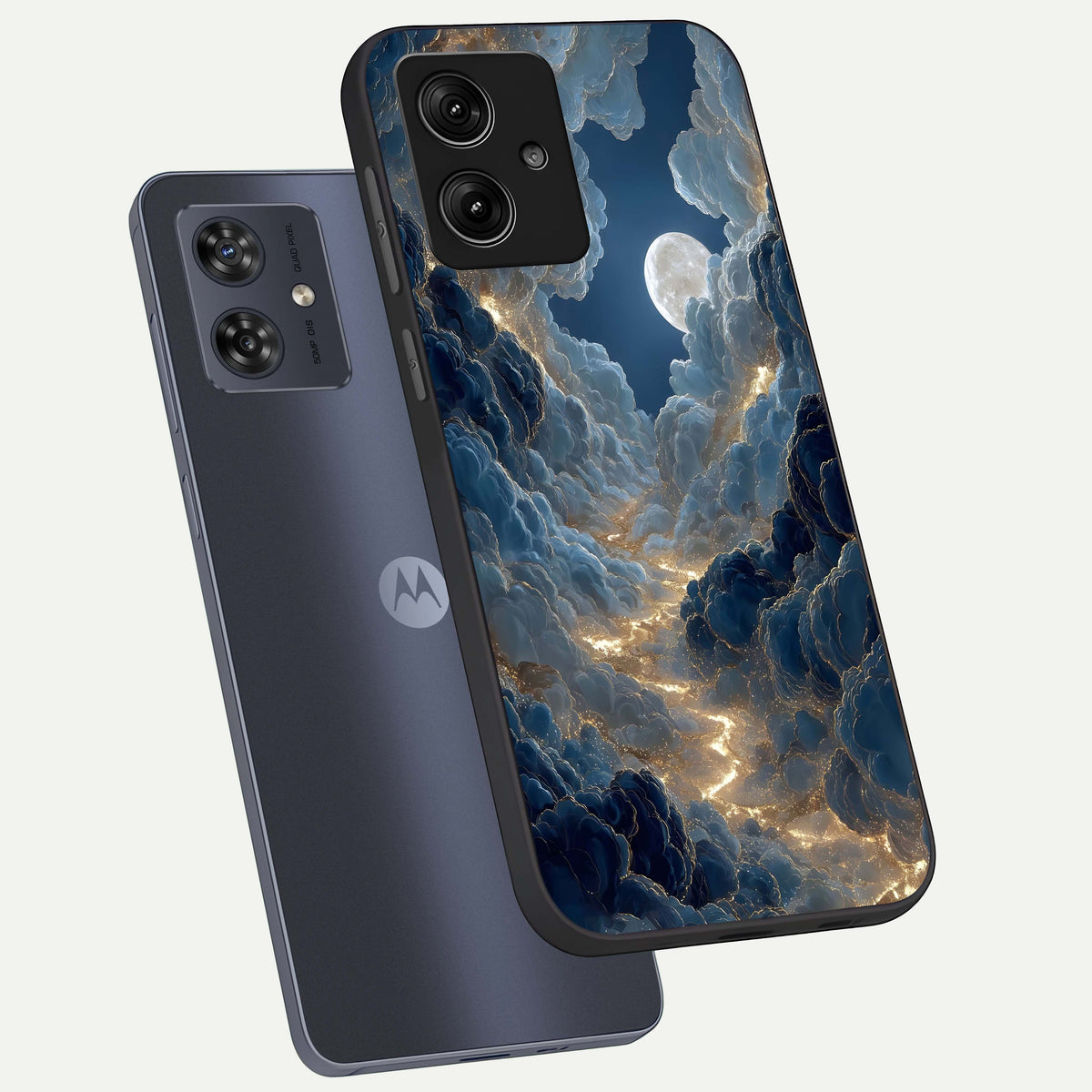  Celestial Cloud Road phone case For Moto G54 showing premium glass back cover with detailed artwork