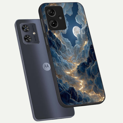  Celestial Cloud Road phone case For Moto G54 showing premium glass back cover with detailed artwork