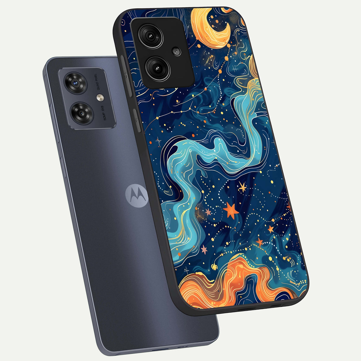  Celestial Dream Flow phone case For Moto G54 showing premium glass back cover with detailed artwork