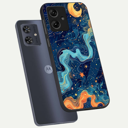  Celestial Dream Flow phone case For Moto G54 showing premium glass back cover with detailed artwork