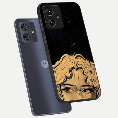  Celestial Gods Plan phone case For Moto G54 showing premium glass back cover with detailed artwork