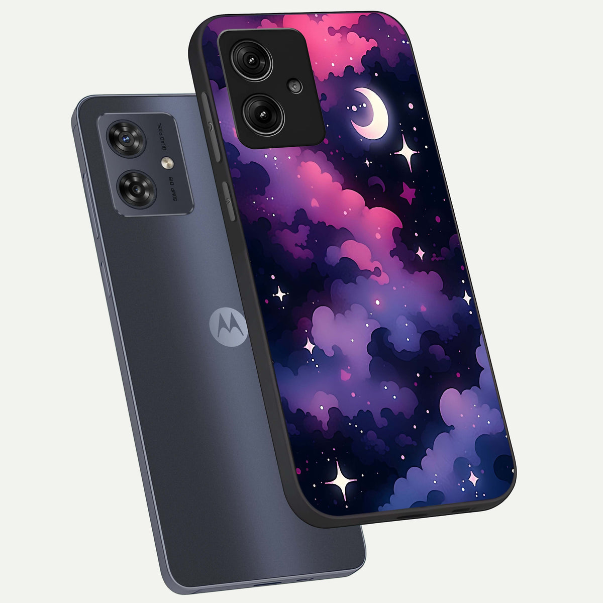  Celestial Moon Magic phone case For Moto G54 showing premium glass back cover with detailed artwork