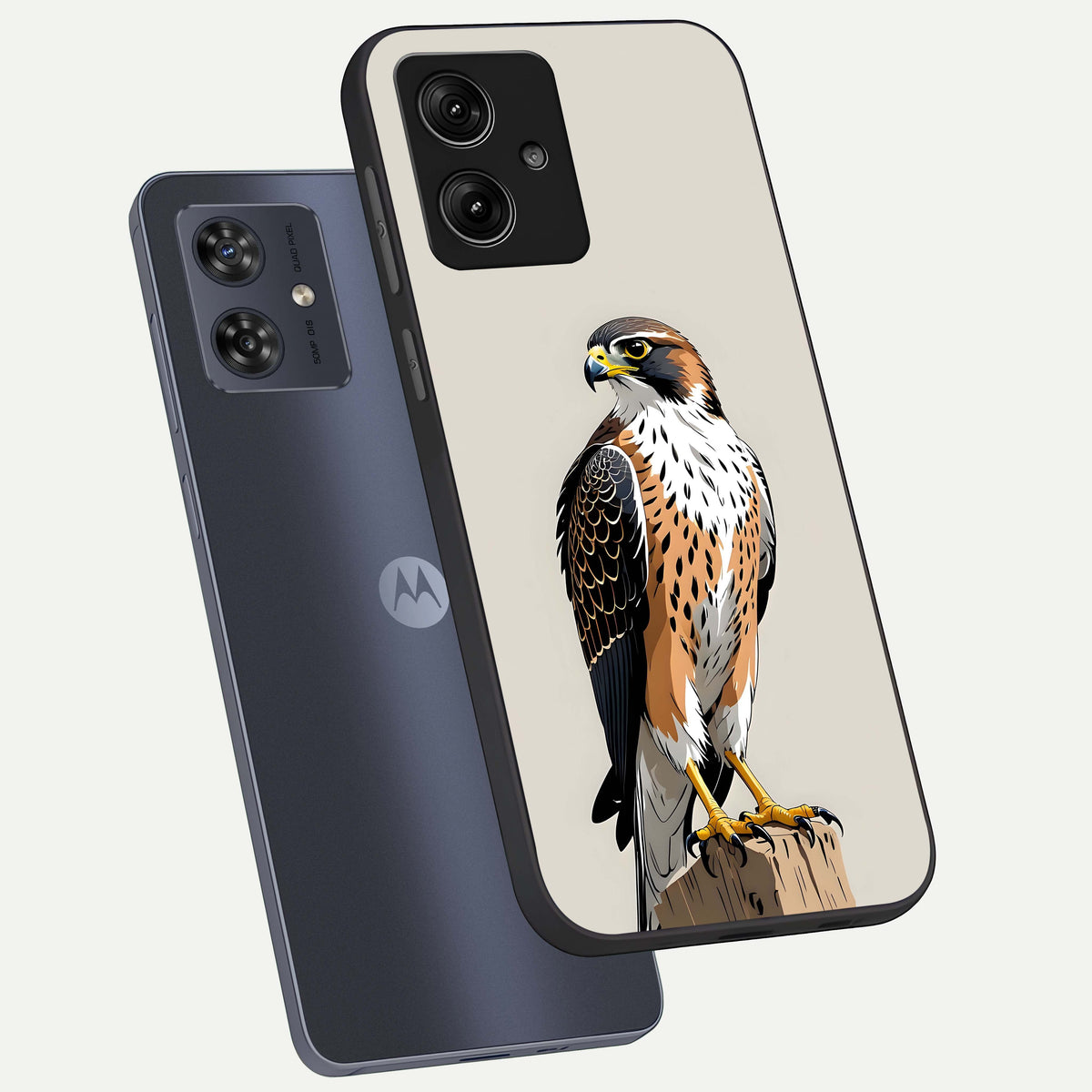  Clever Eagle phone case For Moto G54 showing premium glass back cover with detailed artwork