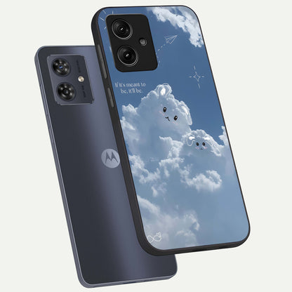  Cloud Bunny Dreams phone case For Moto G54 showing premium glass back cover with detailed artwork