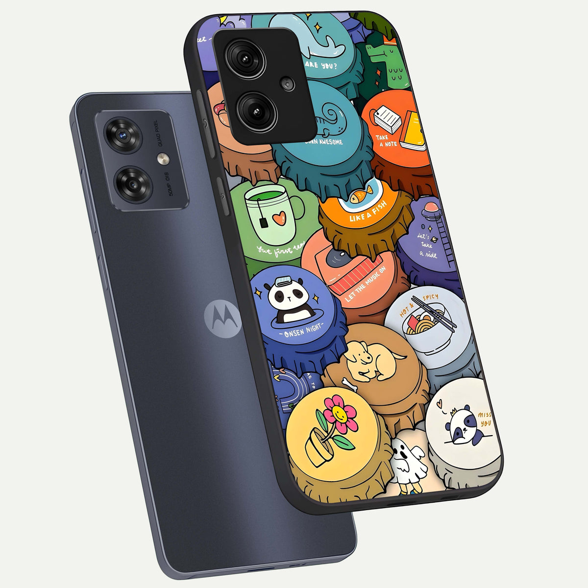  Coins Patterns phone case For Moto G54 showing premium glass back cover with detailed artwork