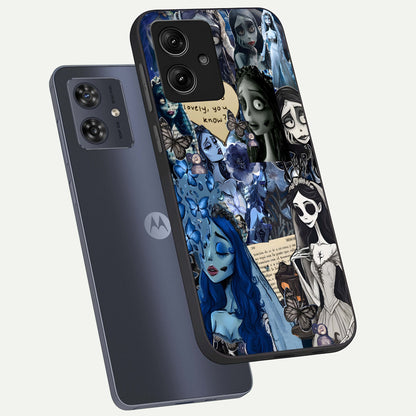  Corpse Bride Posters phone case For Moto G54 showing premium glass back cover with detailed artwork