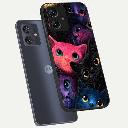  Cosmic Cats Dreams phone case For Moto G54 showing premium glass back cover with detailed artwork
