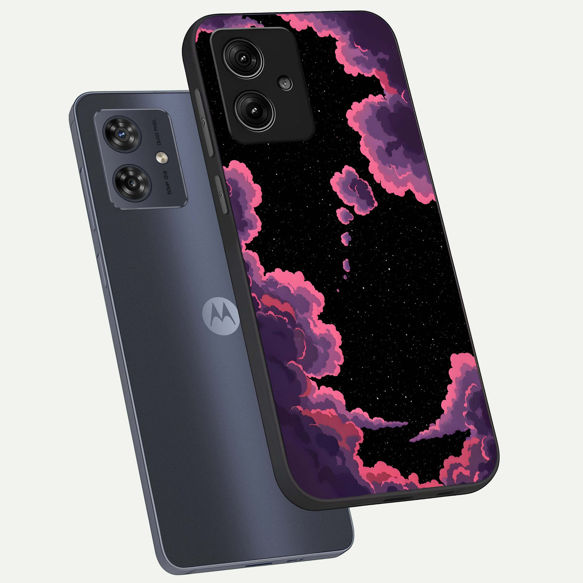  Cosmic Cloud Journey phone case For Moto G54 showing premium glass back cover with detailed artwork