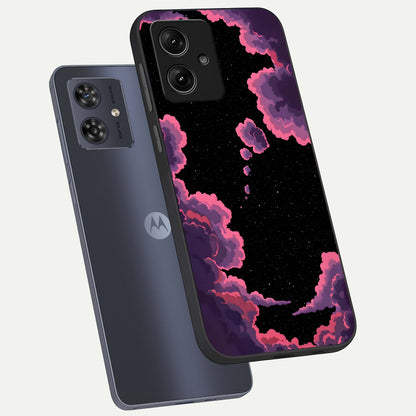  Cosmic Cloud Journey phone case For Moto G54 showing premium glass back cover with detailed artwork