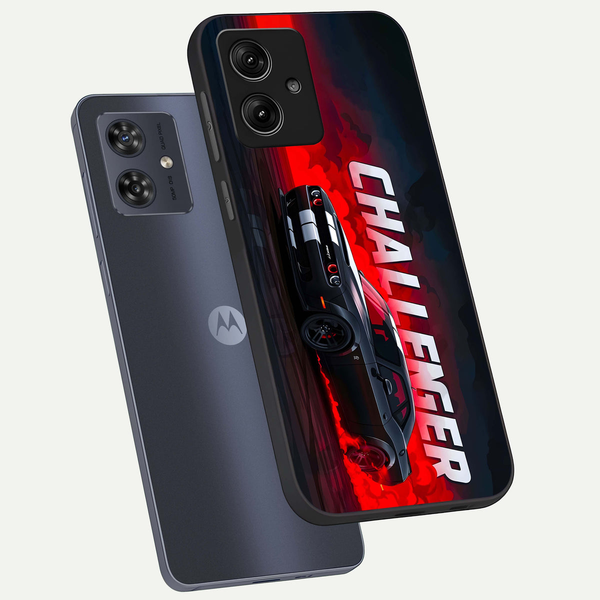  Crimson Challenger Fury phone case For Moto G54 showing premium glass back cover with detailed artwork