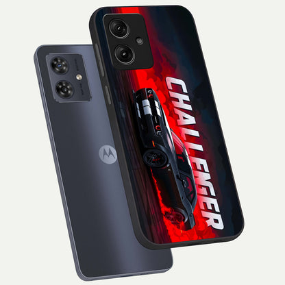  Crimson Challenger Fury phone case For Moto G54 showing premium glass back cover with detailed artwork