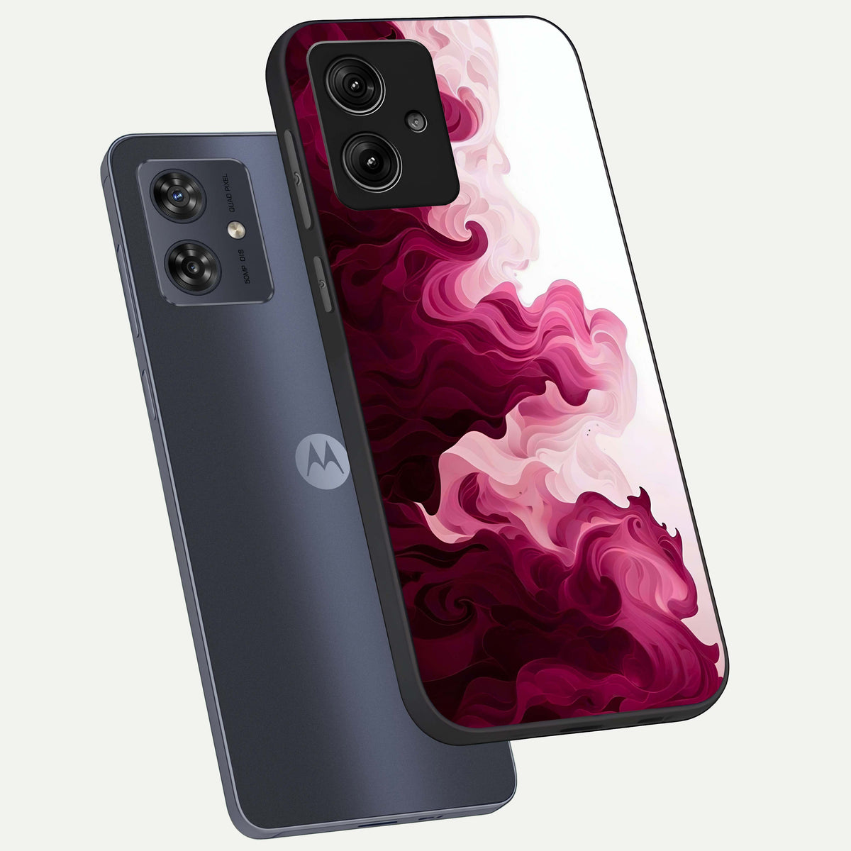  Crimson Wave Flow phone case For Moto G54 showing premium glass back cover with detailed artwork