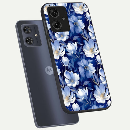  Cute Floral Patterns phone case For Moto G54 showing premium glass back cover with detailed artwork