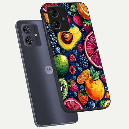  Cute Fruits Art phone case For Moto G54 showing premium glass back cover with detailed artwork