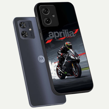  Dark Aprilla phone case For Moto G54 showing premium glass back cover with detailed artwork