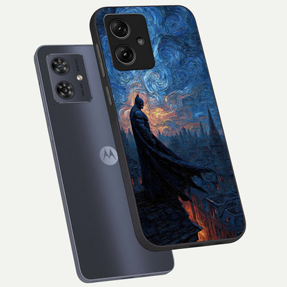  Dark Knight Dusk phone case For Moto G54 showing premium glass back cover with detailed artwork
