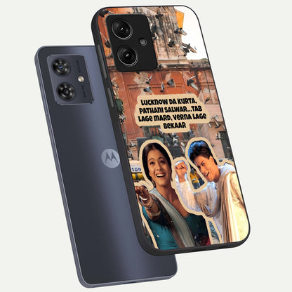  Desi Retro Vibes phone case For Moto G54 showing premium glass back cover with detailed artwork