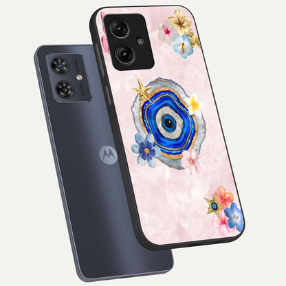  Divine Aura Bloom phone case For Moto G54 showing premium glass back cover with detailed artwork
