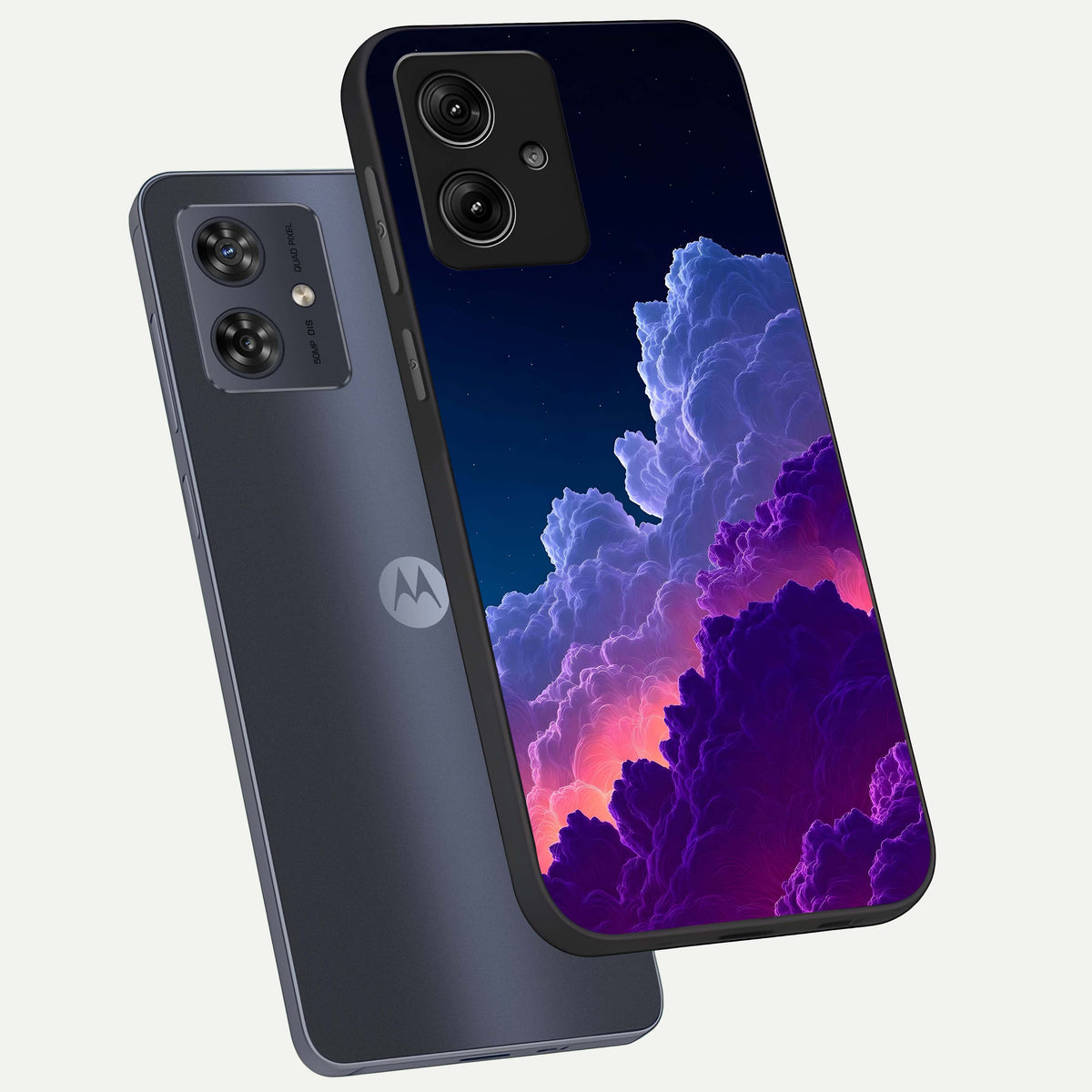  Dreamy Cloud Skies phone case For Moto G54 showing premium glass back cover with detailed artwork
