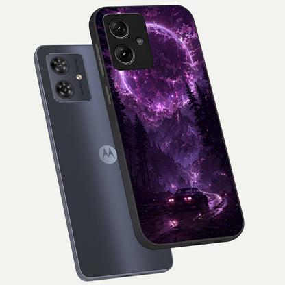  Eternal Cosmic Drive phone case For Moto G54 showing premium glass back cover with detailed artwork