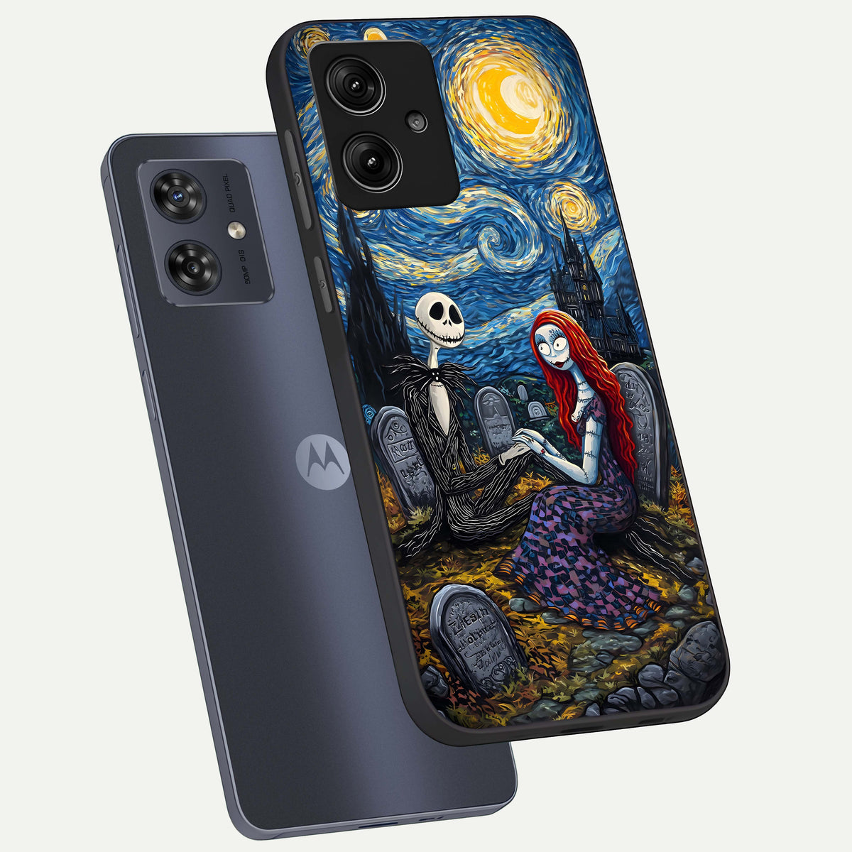  Eternal Night Love phone case For Moto G54 showing premium glass back cover with detailed artwork