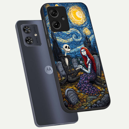  Eternal Night Love phone case For Moto G54 showing premium glass back cover with detailed artwork