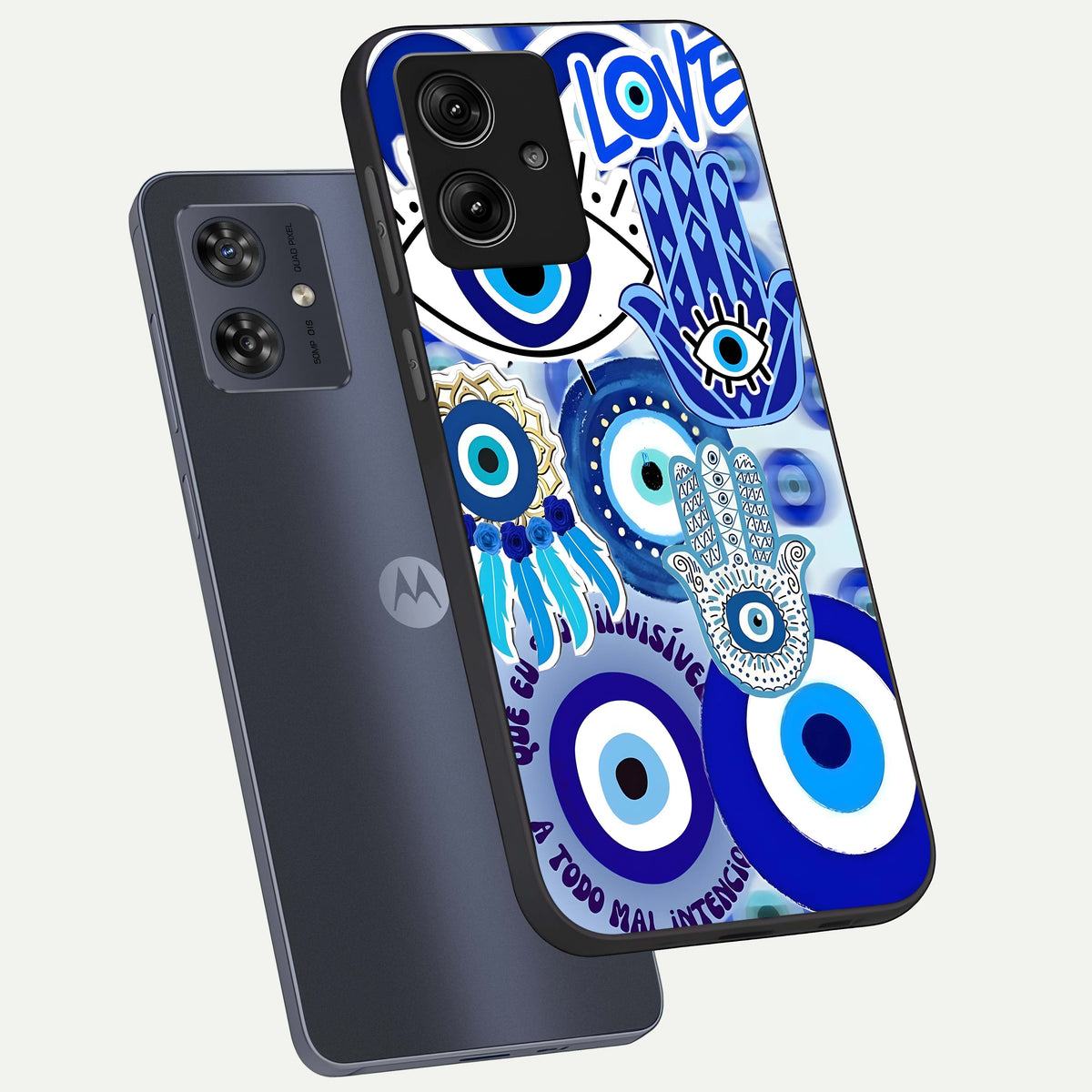 Evil Eyes Dream phone case For Moto G54 showing premium glass back cover with detailed artwork