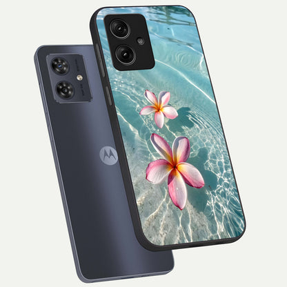  Floating Bloom Bliss phone case For Moto G54 showing premium glass back cover with detailed artwork
