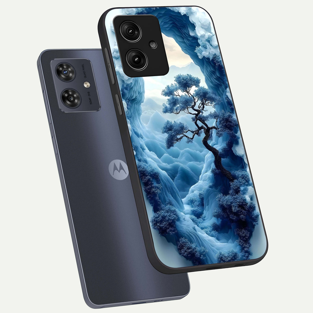  Frozen Serenity Gate phone case For Moto G54 showing premium glass back cover with detailed artwork