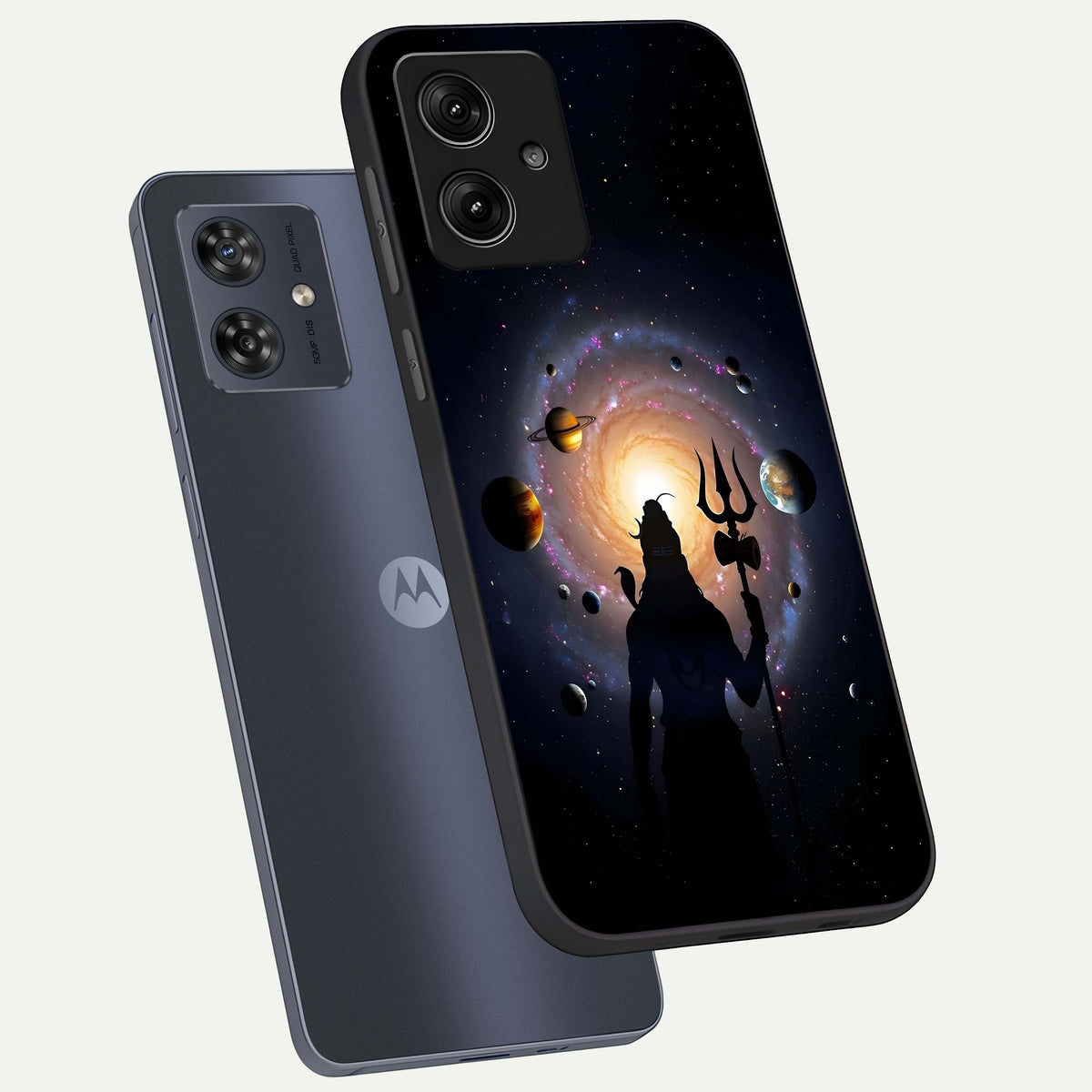  Galactic Shiva Vision phone case For Moto G54 showing premium glass back cover with detailed artwork