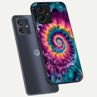  Galactic Spiral Burst phone case For Moto G54 showing premium glass back cover with detailed artwork