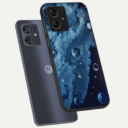  Galaxy Dream Space phone case For Moto G54 showing premium glass back cover with detailed artwork