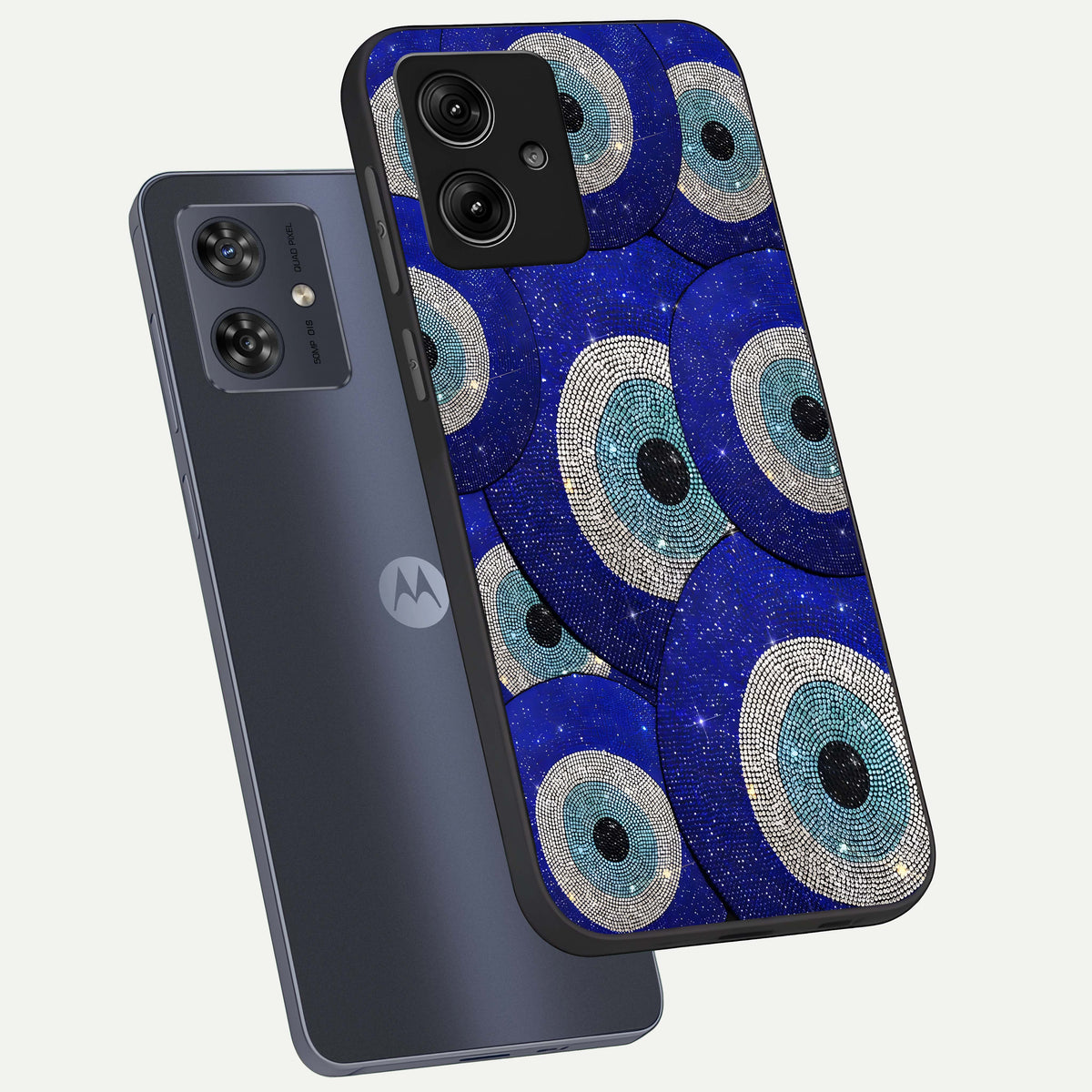  Galaxy Eye Flow phone case For Moto G54 showing premium glass back cover with detailed artwork