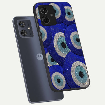  Galaxy Eye Flow phone case For Moto G54 showing premium glass back cover with detailed artwork