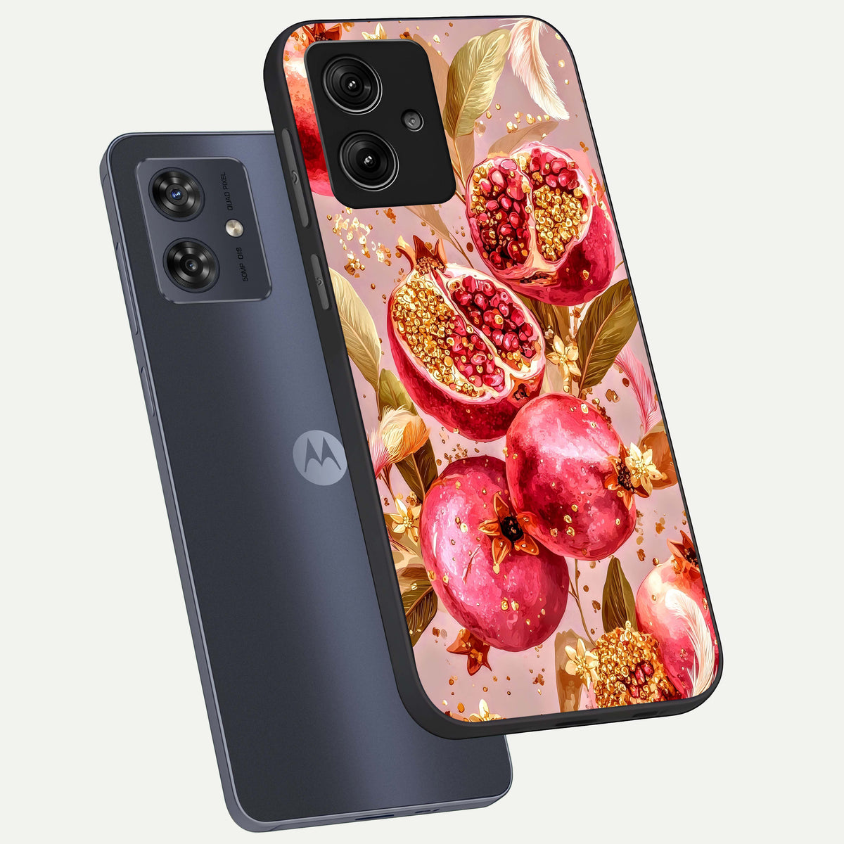  Golden Bloom Glow phone case For Moto G54 showing premium glass back cover with detailed artwork