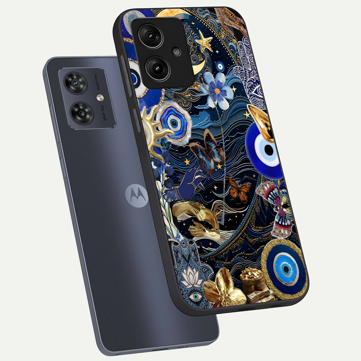  Golden Moon Magic phone case For Moto G54 showing premium glass back cover with detailed artwork