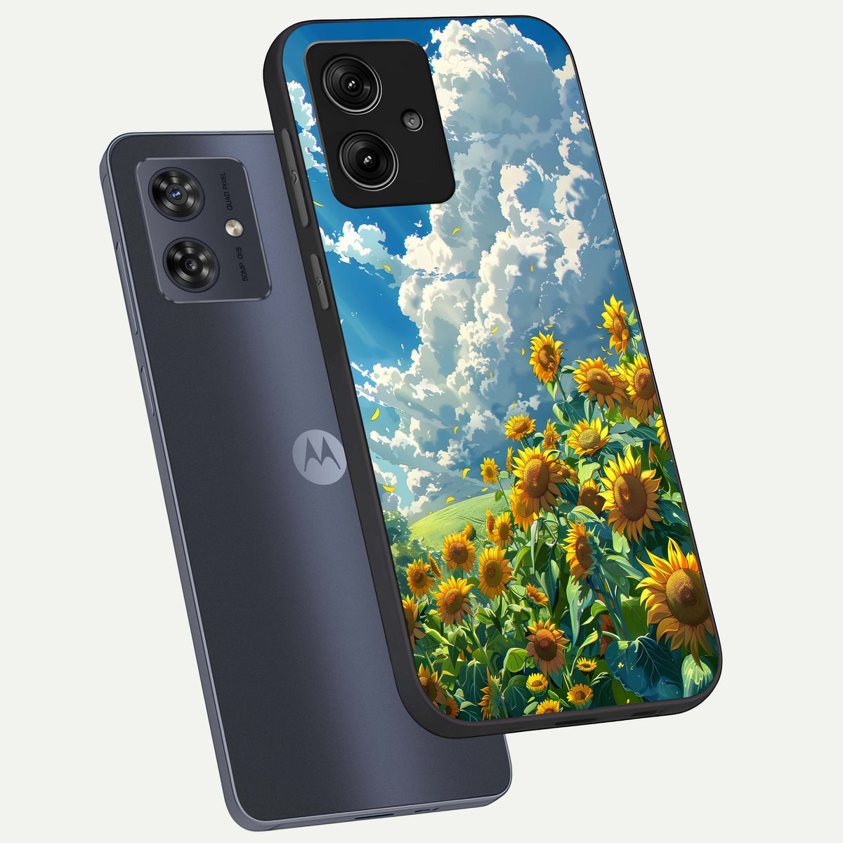  Golden Sun Glory phone case For Moto G54 showing premium glass back cover with detailed artwork