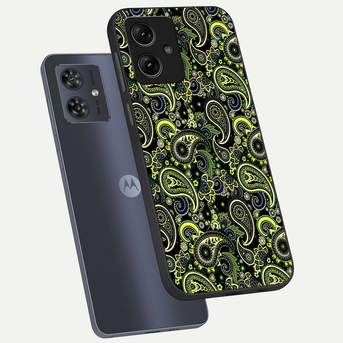  Green Lemon phone case For Moto G54 showing premium glass back cover with detailed artwork