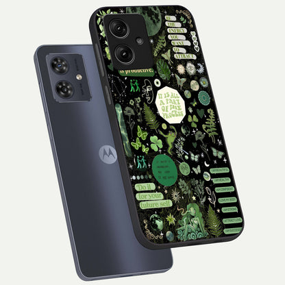  Green Mandala Pattern phone case For Moto G54 showing premium glass back cover with detailed artwork