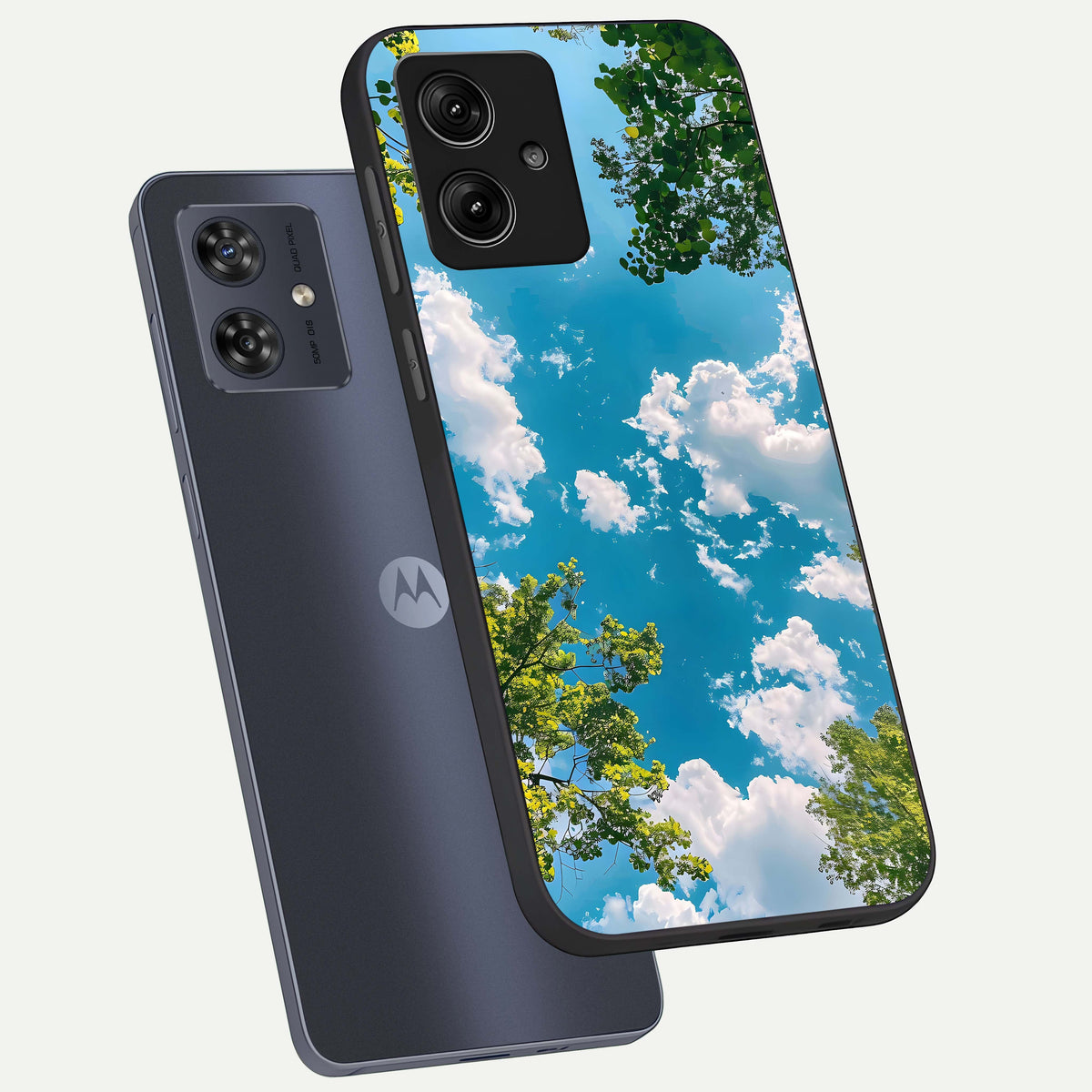  Green Moon Energy phone case For Moto G54 showing premium glass back cover with detailed artwork